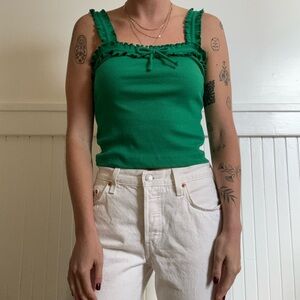 Green Ruffled Women's Top